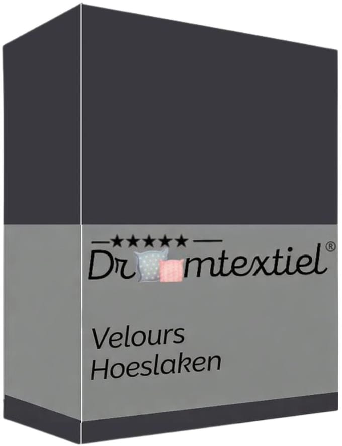 Droomtextiel Velours Hoeslaken Antraciet - 90x200 cm