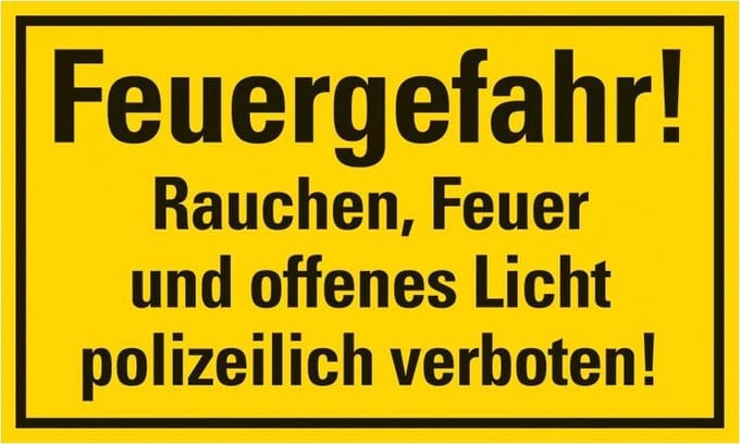 Pickup kunststoff Schild 25x15 cm FEUERGEFAHR