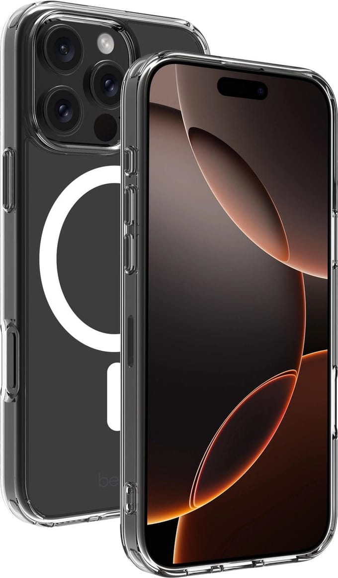 BeHello iPhone 16 Pro Hoesje - Magsafe - Magnetische Ring - Flexibel iPhone 16 Plus Hoesje - Plastic - Transparant
