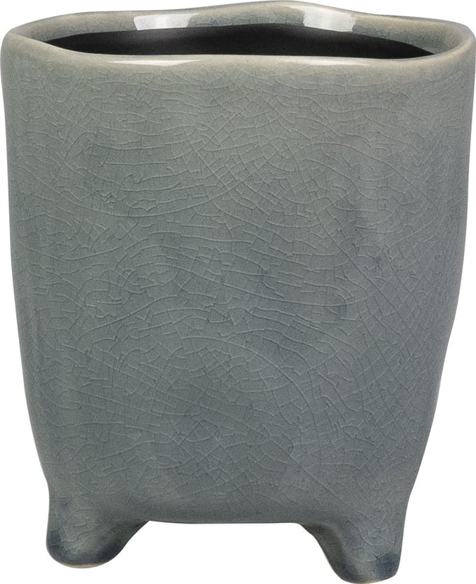 Ter Steege - Keramiek Bloempot - Blauw - D8 x H8 cm - Opening 5,5 cm per 3 stuks