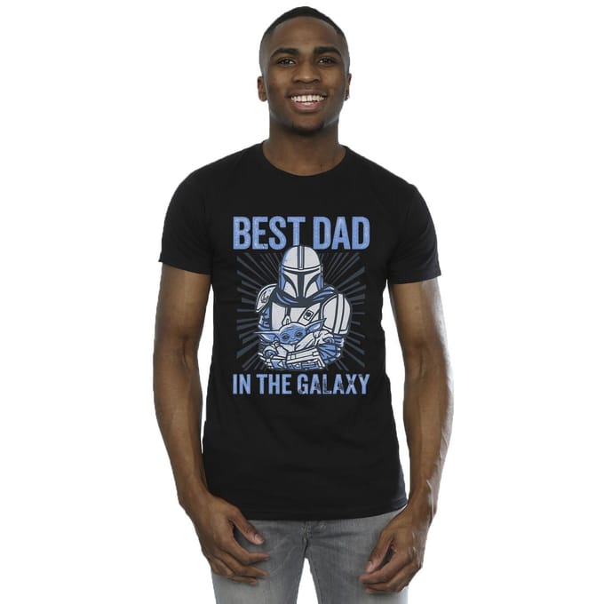 Star Wars Mandalorian Best Dad Galaxy T-shirt Heren (Zwart)