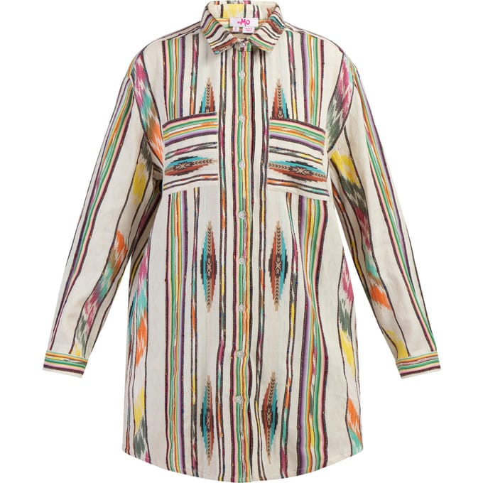 Mymo Overhemd blouse jurk Dames Veelkleurig Inca-patroon