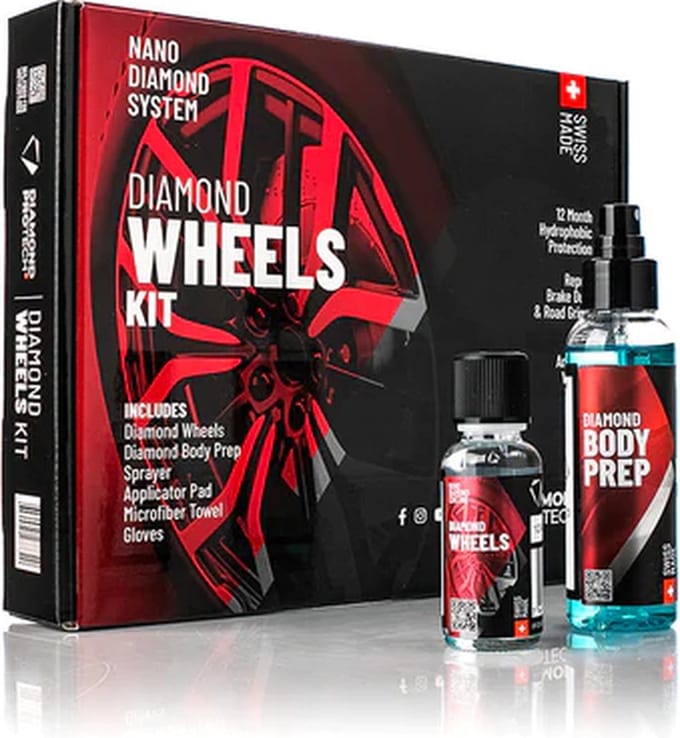 DIAMOND PROTECH - Diamond Wheels Kit - For Wheels, Calipers, Exhaust Systems - Up To 1000°C - 12 Months Protection - 30ml