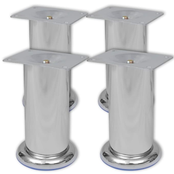vidaXL - Bankpoten - rond - chroom - 120 - mm - 4 - st