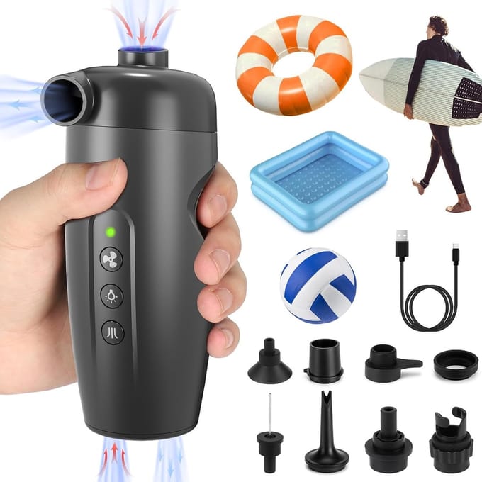 8-in-1 elektrische luchtpomp – USB, opblazen/leeglaten