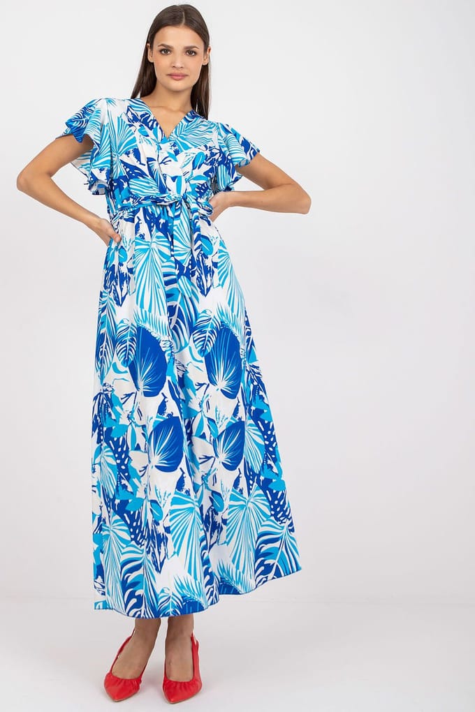 Tropical Bloom Dress - Blue / One Size