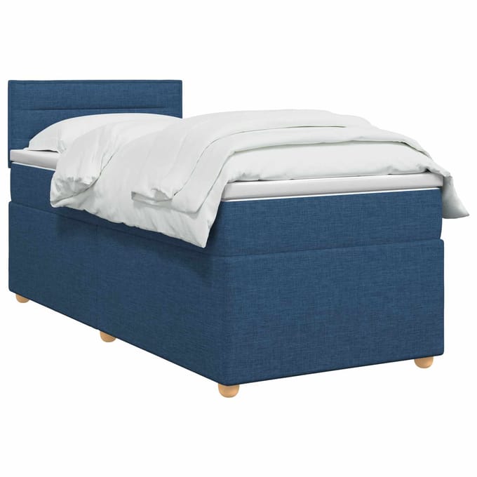 vidaXL - Boxspringbed - met - matras - met - hoofdeinde - Blauw - 100 - x - 200 - cm - Stof