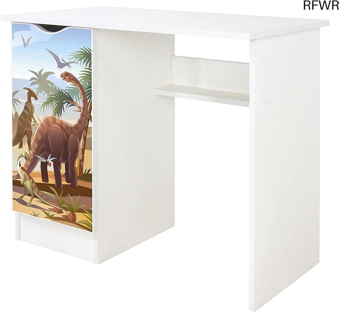 Kinderbureau - Bureau met kast - Studeren en werken - Stevig meubelbord - 90x50x77 cm - Wit
