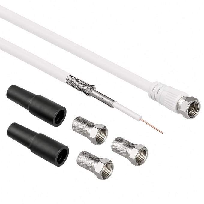 Goobay 100 dB coaxiale antennekabel set, dubbel afgeschermde LNB aansluitkabel met F-stekkers, 30 m