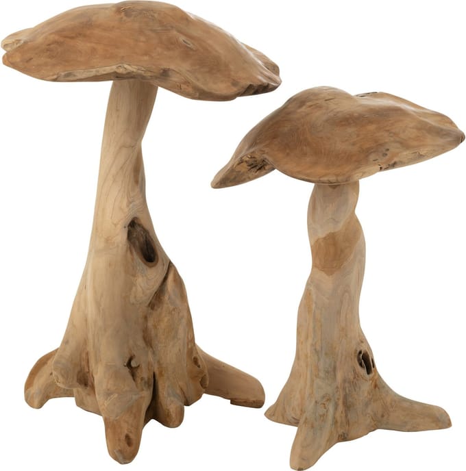 J-Line decoratie Paddenstoel - hout - naturel - large