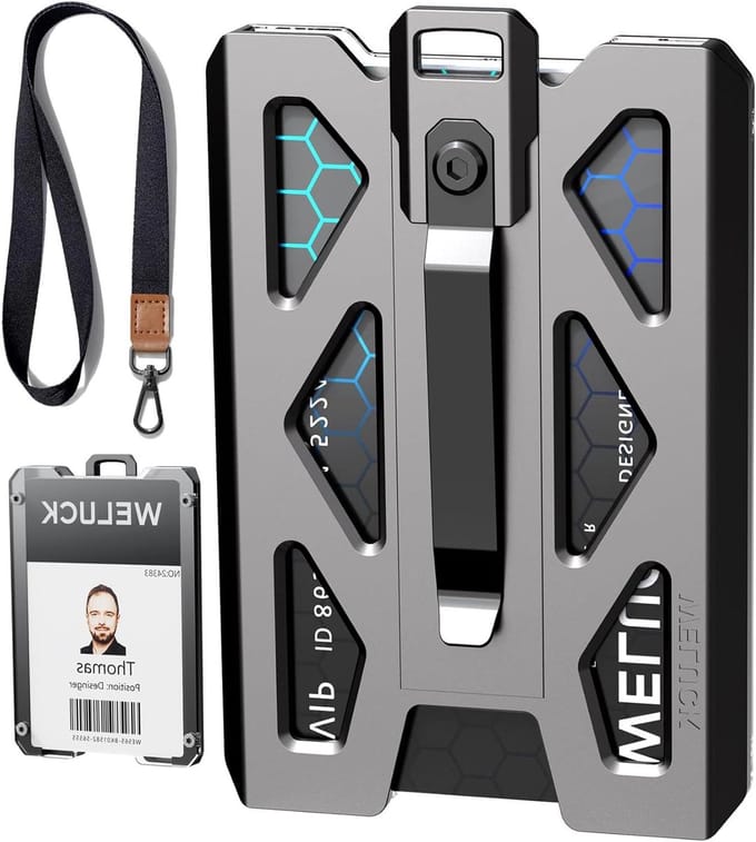 ID Kaarthouder - Aluminium Wallet - Zakelijk Gebruik - Stevig Aluminium Frame - Houdt 4 Kaarten - Grijs
