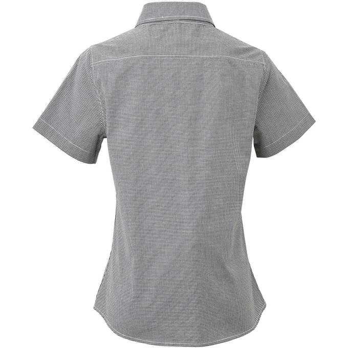 Premier Dames/dames Microcheck Korte Mouwen Katoenen Shirt (Zwart/Wit)