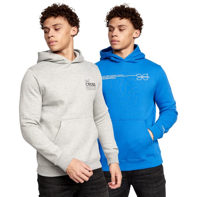 Crosshatch Heren Burmax Hoodie (Set van 2) (Blauw/Grijs)