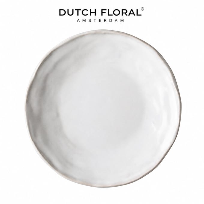 Dutch Rose Organic Borden - Plat - Ø 17cm - Stoneware Handgemaakt - Wit