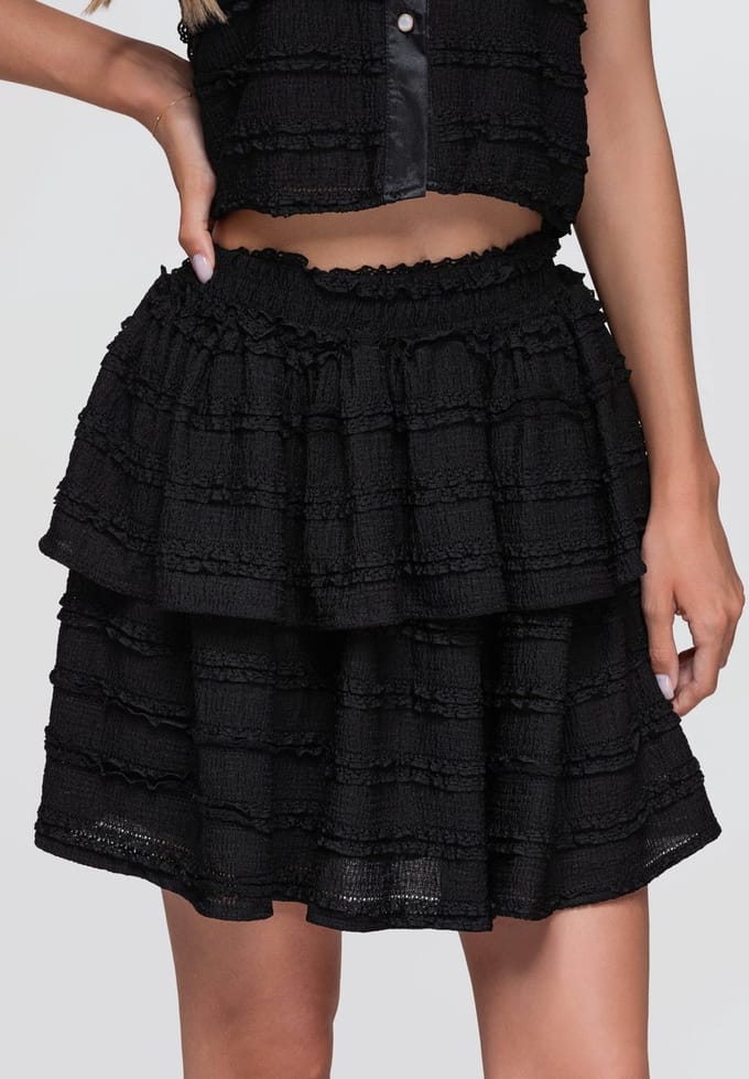 OMBRE Rok - Katoen - Gestreept - Rok Zwart M/L