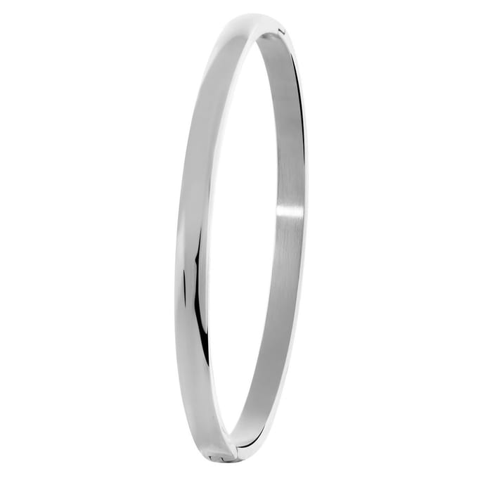 Lucardi Dames armband bangle 5mm - Staal - Bangle - Cadeau - Stijlvol - 62 mm - Zilverkleurig