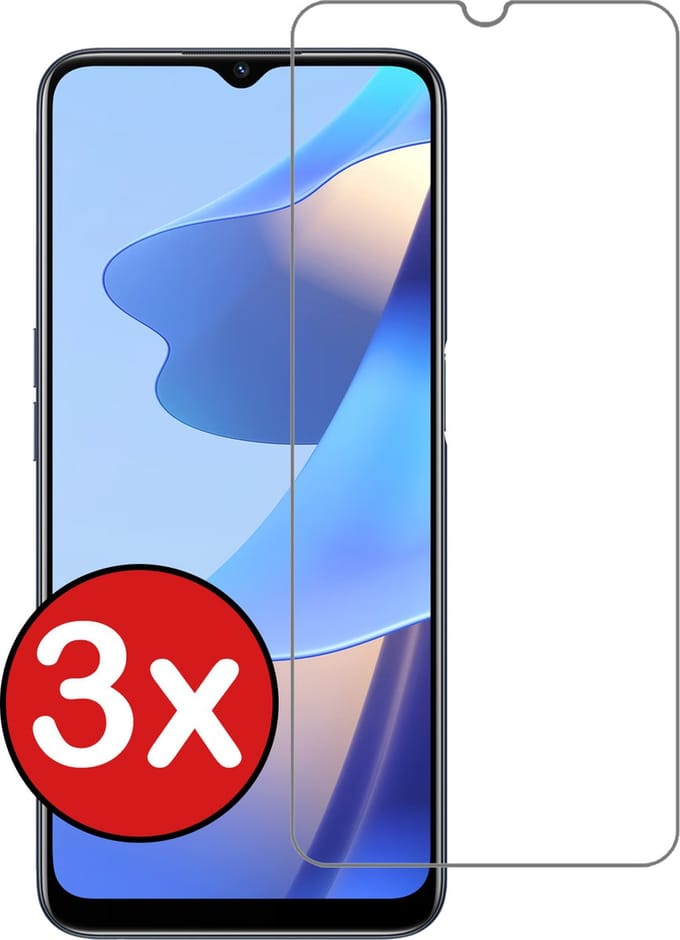 Screenprotector - 3 Stuks - Geschikt voor OPPO A16 - Extra Sterk - Beschermglas - Gehard Glas - Tempered Glass - Screen Protector