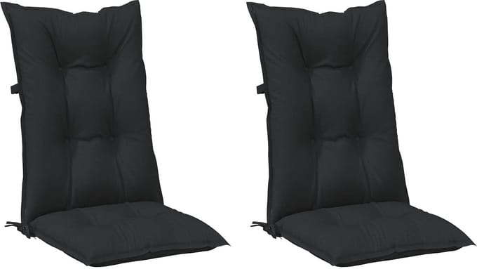 vidaXL - Set - Hoge - Rug - Stoelkussens - 2 - st - Polyester - Melange - Zwart