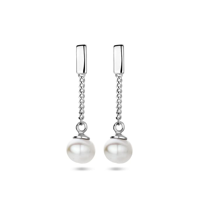 Zilver Gerhodineerd Oorhangers Parel 1337714