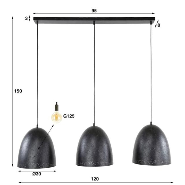 Hoyz hanglamp kosmos 3l charcoal