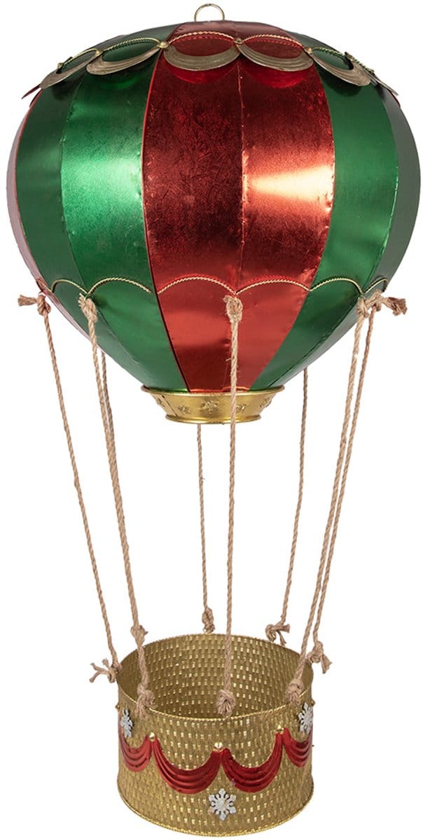 Clayre & Eef Kerstdecoratie Luchtballon Ø 97x160 cm Rood Metaal
