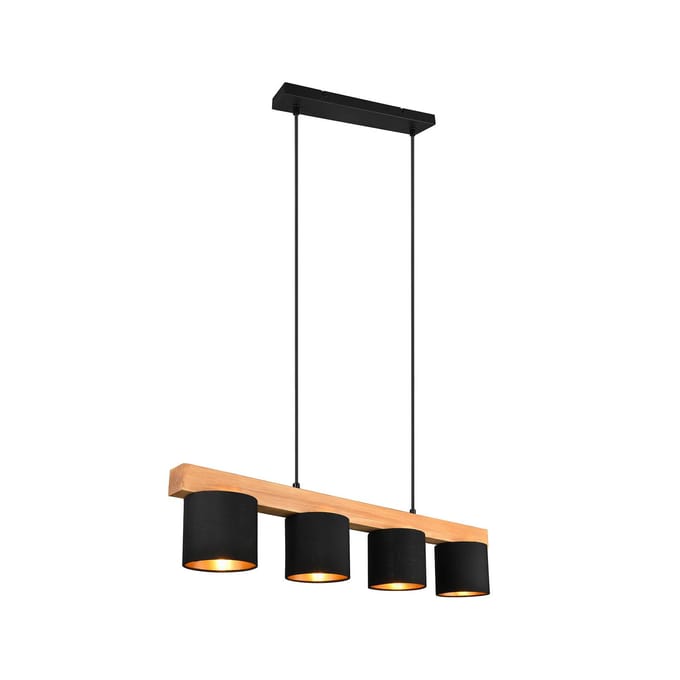 Reality Leuchten Hanglamp Cameron, 4-lamps, zwart