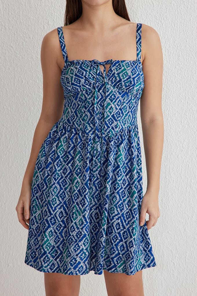 Geometrische mini-jurk voor dames, mouwloos, casual, normaal model