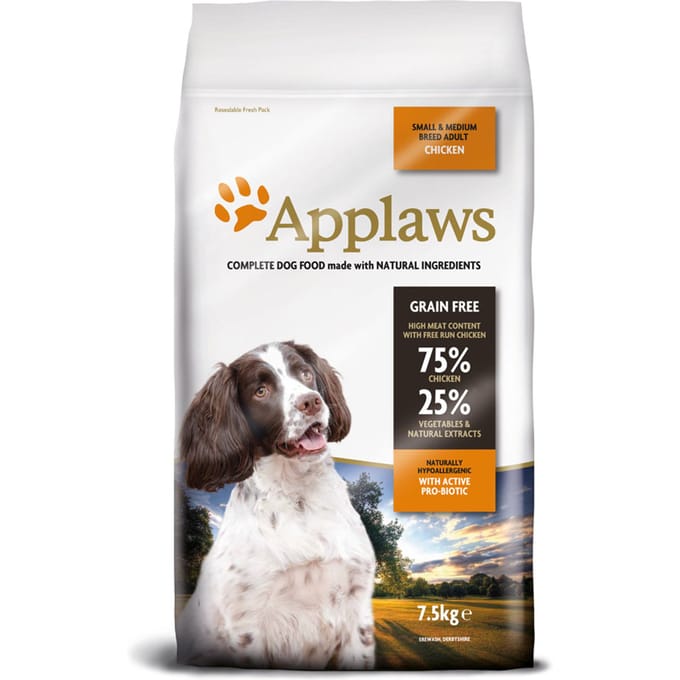 7,5kg Adult Small & Medium Breed Kip Applaws Hondenvoer