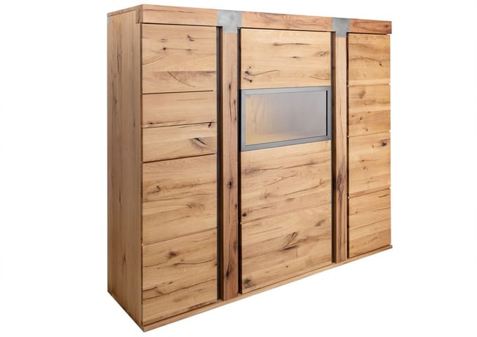 MASSIVMOEBEL24.DE wilde eik / moseik highboard blank Massief hout 160x45x142 cm (BxTxH) geolied gemonteerd NEW AMSTERDAM volledig massief #07