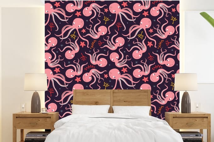 Behang - Fotobehang Octopus - Baby - Design - Breedte 200 cm x hoogte 220 cm