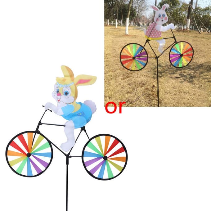 3D Dier op Fiets Windmolen Kleurrijke Grondpin Buitenactiviteit Binnen Decoratie