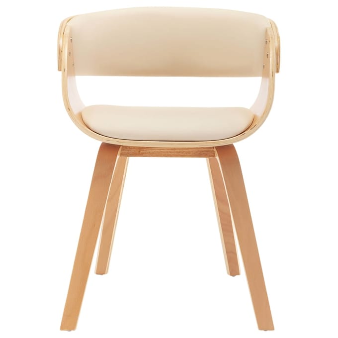 vidaXL - Eetkamerstoelen - 2 - st - gebogen - hout - en - kunstleer - crèmekleurig