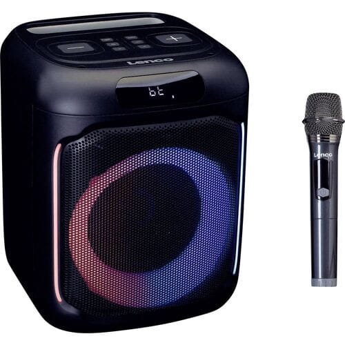 Lenco Bluetooth Speaker - Draadloze Party Speaker met Verlichting en Microfoon - PA-101BK - Zwart