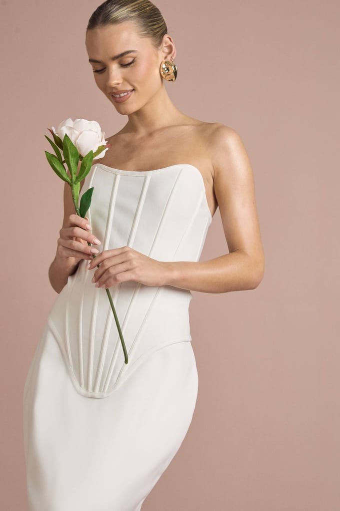 boohoo Dames Bandeau Bandage Corset Top | Ivoor | Maat: 36