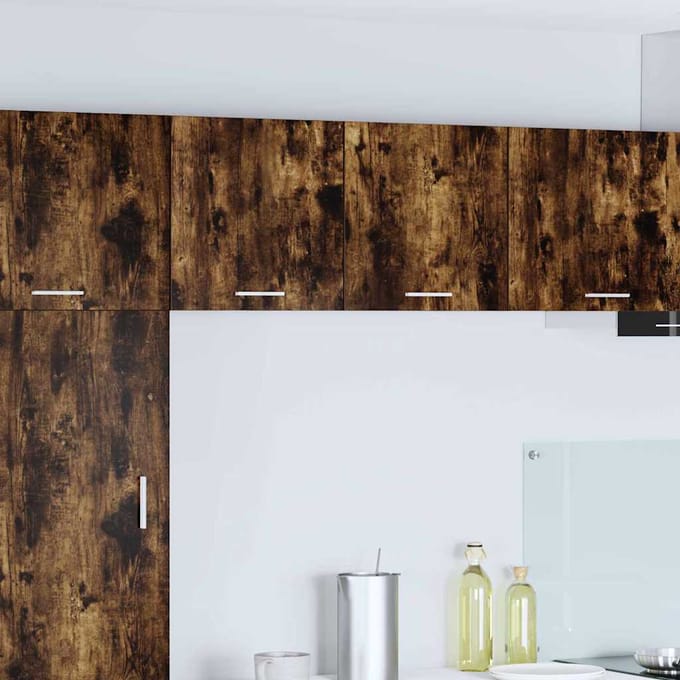 vidaXL - Hangkast - 2 - st - Gerookte - Eik - en - Wit - Bewerkt - hout