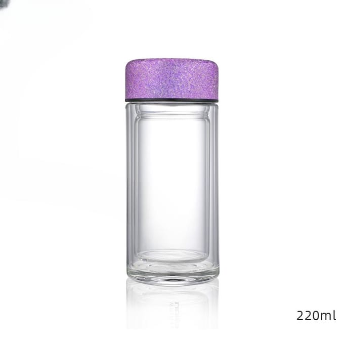 Glas Dubbellaags High-end Draagbaar Herencadeau Bubble Tea Bekers High-end Waterbekers. 220ml gray