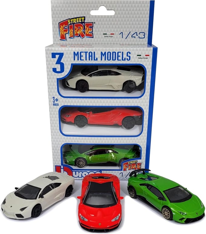 Bburago Lamborghini Set - Modelauto - Schaal 1:43 - Wit/Rood/Groen