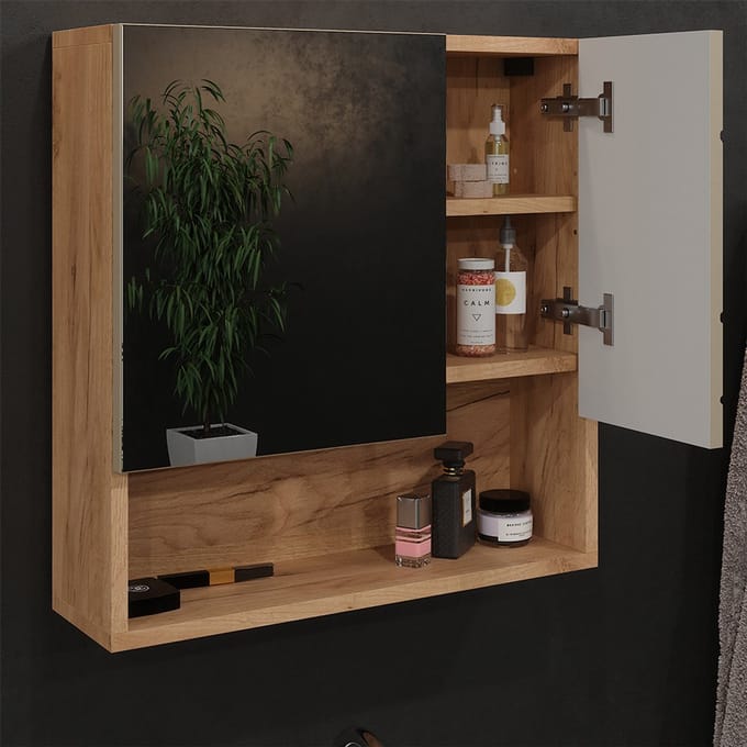 Vicco Irma Badkamerspiegelkast – 54 x 55 cm Krachtige eik goud