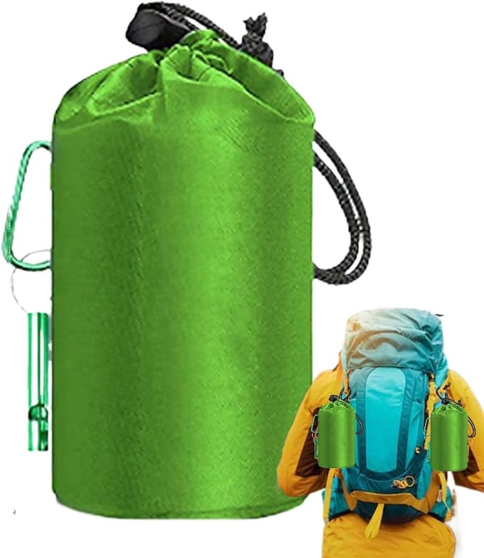 Nood Slaapzak - Nooddeken Tas - Veilig Buiten - Waterdicht Winddicht - Compact Ontwerp - Groen