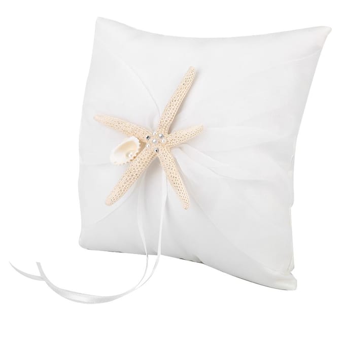 Ivoor Ringdrager Kussen Houder Trouwring Kussen met Zeester(20*20cm) 20x20cm / 7.9x7.9in white