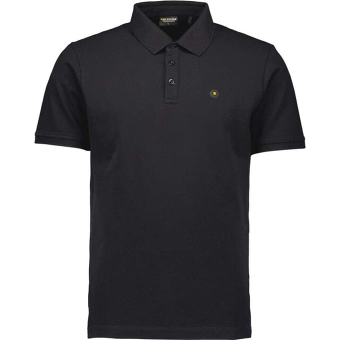 No Excess Polo pique garment dyed black