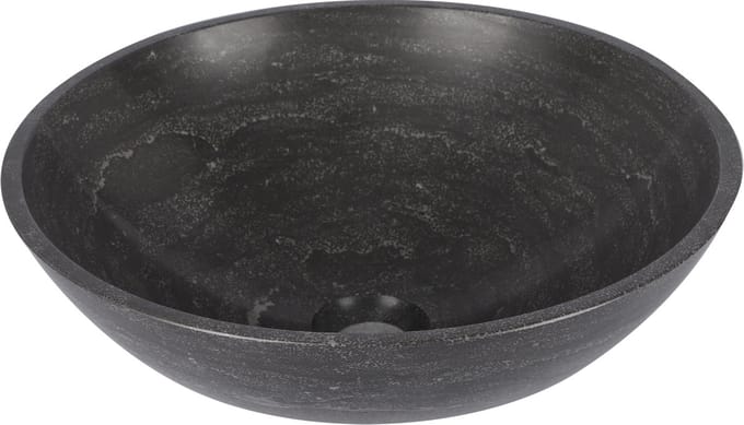 Differnz Limestone waskom - 40x40x15cm - rond - natuursteen - glans antraciet