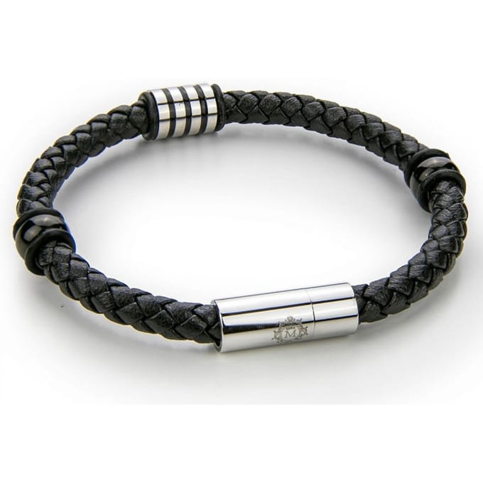 Monomen Men's Genuine Nappa Leather Bracelet MM10828SB