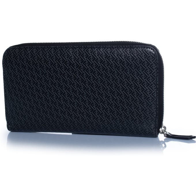 Fendi, FF print leren continentale rits clutch