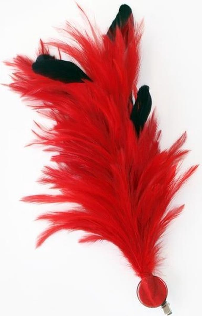 Verenpluim rood 30 cm buigbaar met speld en clip