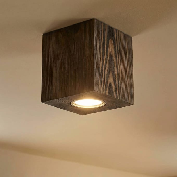 Envostar Tuni downlight, grenen gebeitst walnoot