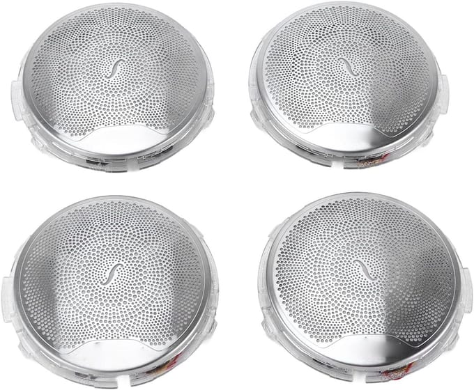 Autodeur Speaker Covers - Luidspreker Covers Mat - Interieur Upgraden - Met 3 Kleuren Verlichting - 8.5 cm Diameter - Chroom