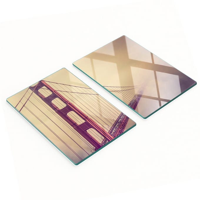 Decoratieve glazen snijplanken met afbeelding van de San Francisco Bridge, 2x40x52 cm