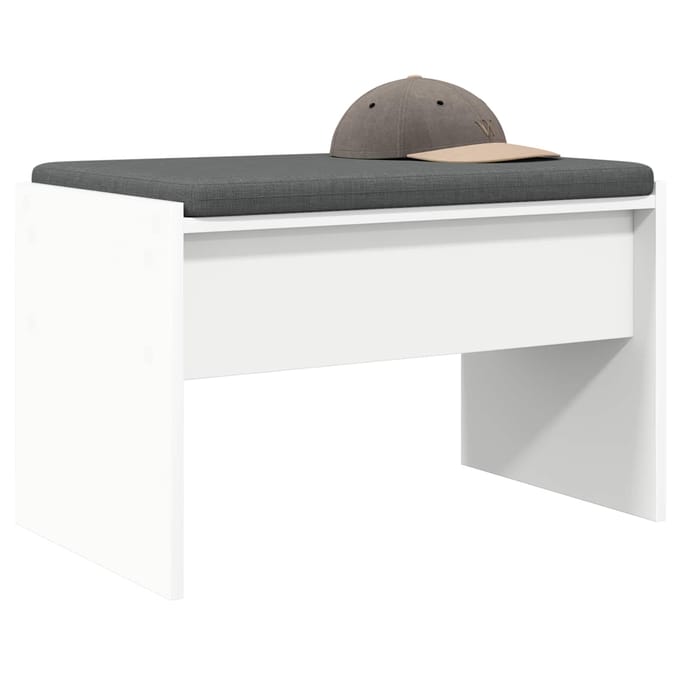 vidaXL - Hallenbank - met - kussen - Wit - 63 - x - 38 - x - 40 - cm
