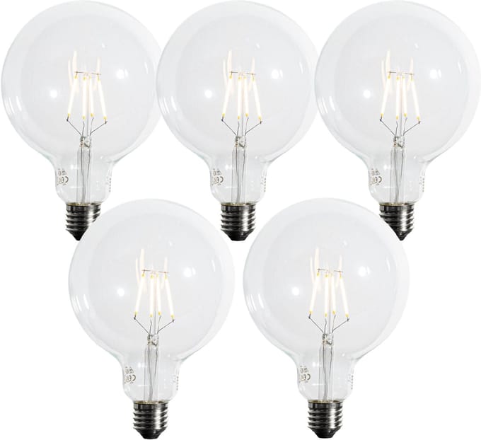 LUEDD Set van 5 E27 3-staps dimbaar LED spiraal filament G125 4W 450 lm 2700K